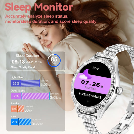 Cette nouvelle montre connectée élégante pour femme (modèle 2026) permet de répondre et de passer des appels