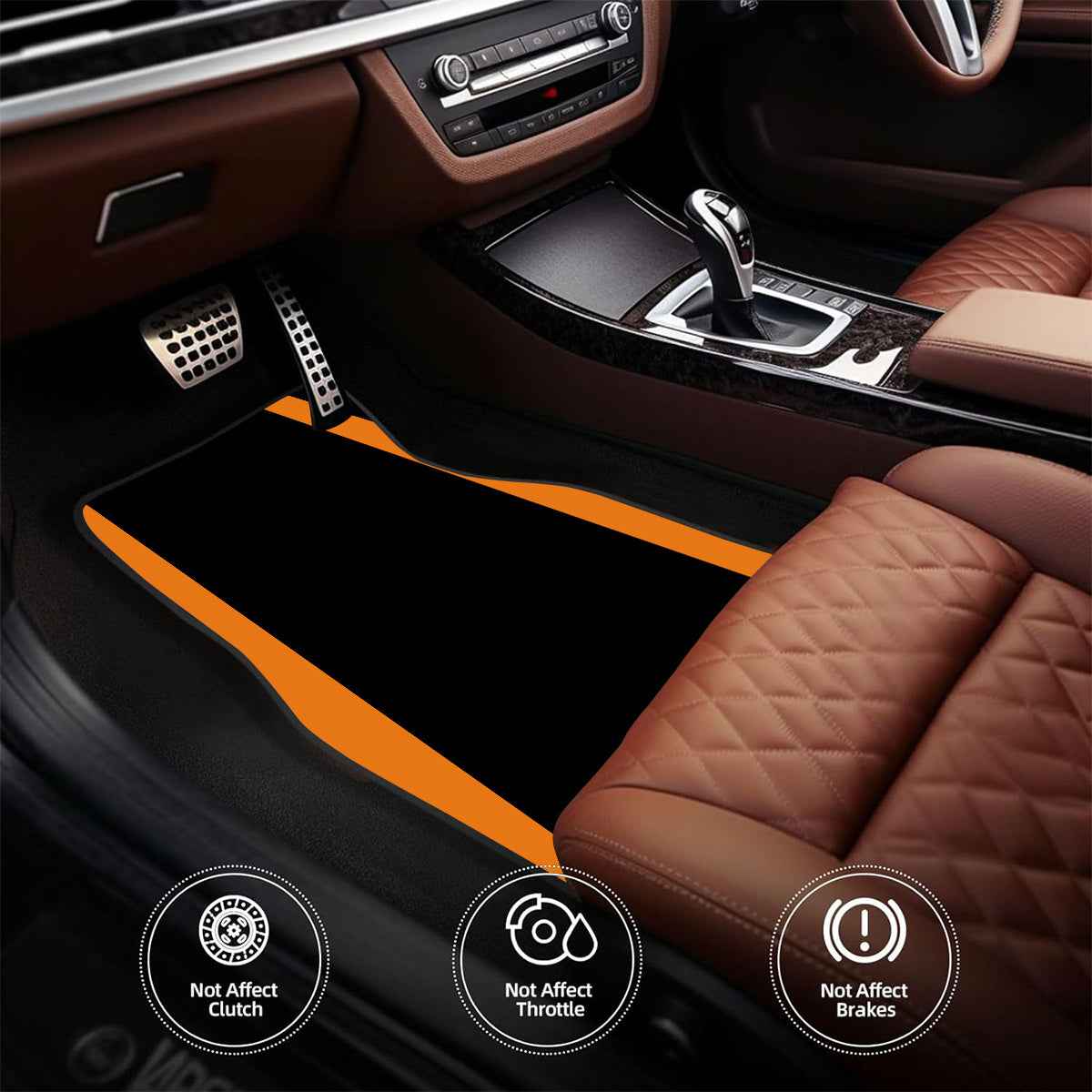 4pcs Non-Slip Car Floor Mats with Colorful Striped Design - Durable Polyester, Fit for Sedans & SUVs, Protects Interior, Stylish Black & Orange Pattern, Easy to Clean, Car Floor Protection | Stylish Floor Mat | Nonslip Backin