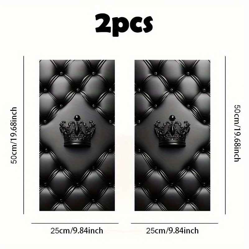 2pcs Crown Design Car Decals - Self-Adhesive Vinyl Stickers with Semi-Matte Finish, Left Side Application for Plastic/Glass/Metal Surfaces, Cartoon Pattern Regal Decor for All Vehicles & Car Models, Car Accessories Stickers,