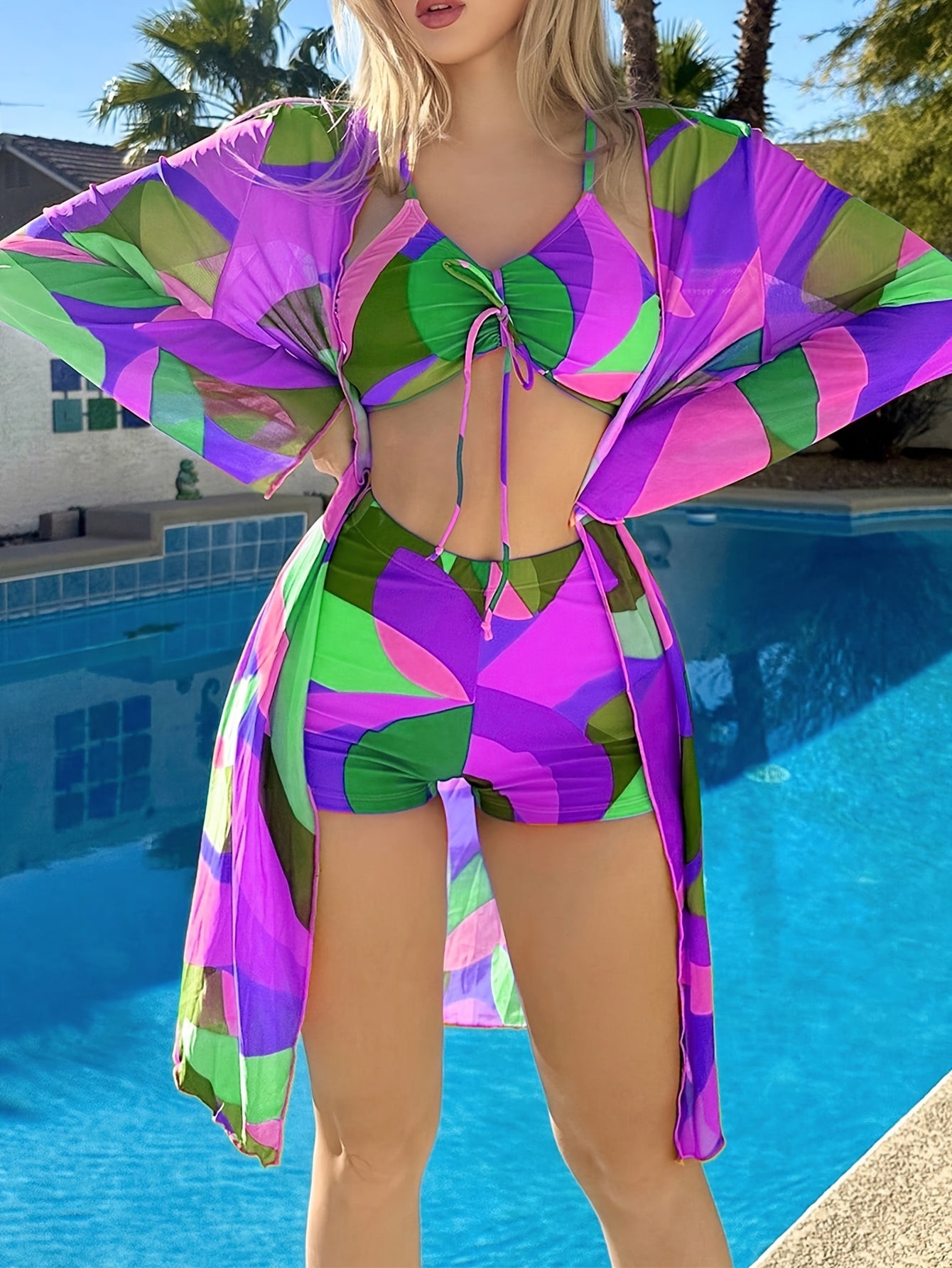 Ensemble de plage 3 pièces tendance pour femme