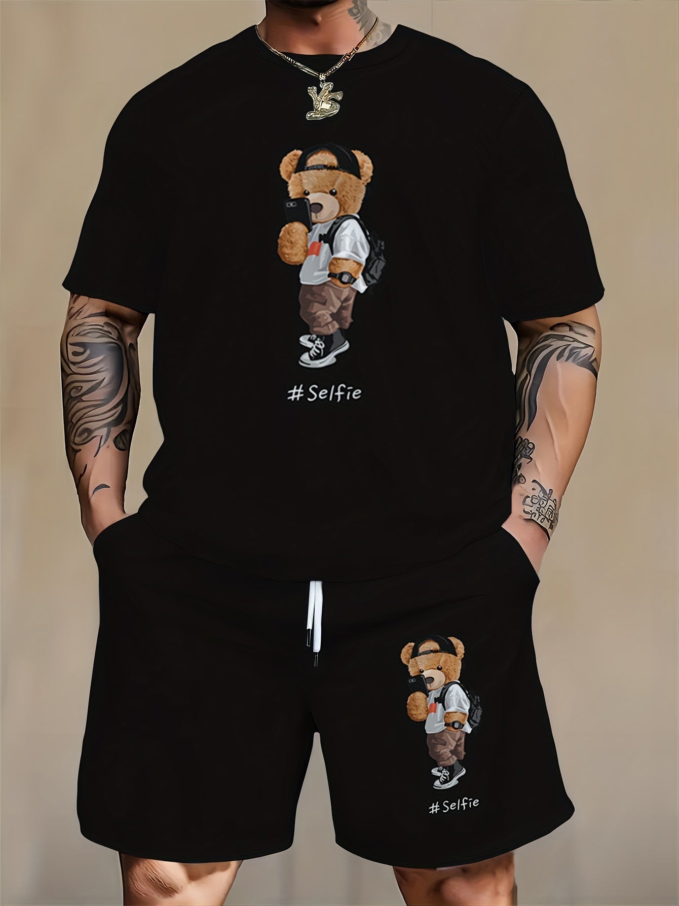 Ensemble t-shirt et short décontractés grande taille pour homme