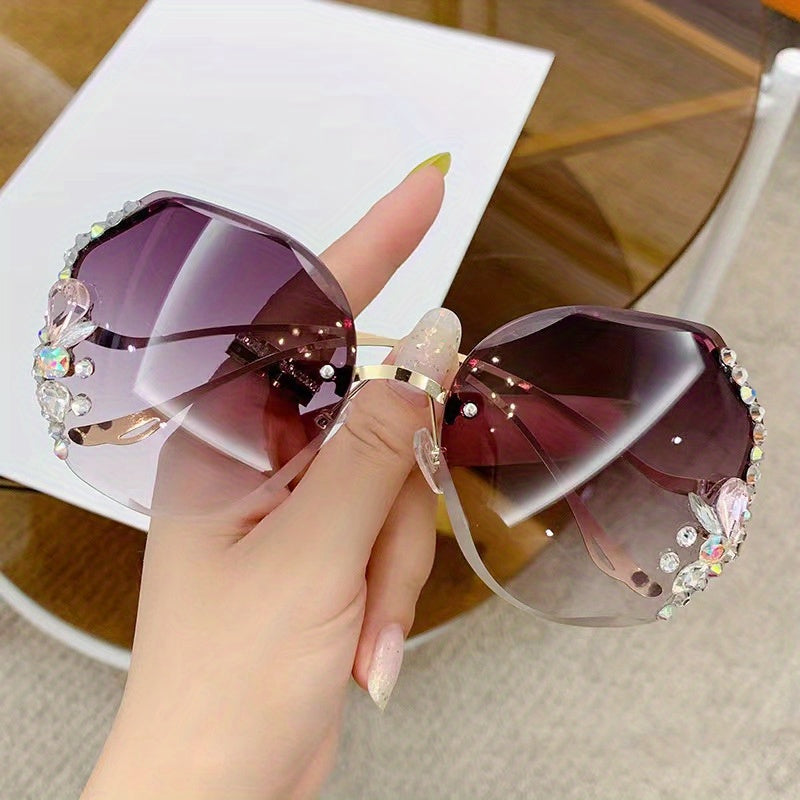 1 paire de lunettes tendance sans monture avec strass - Topdecheztop.fr