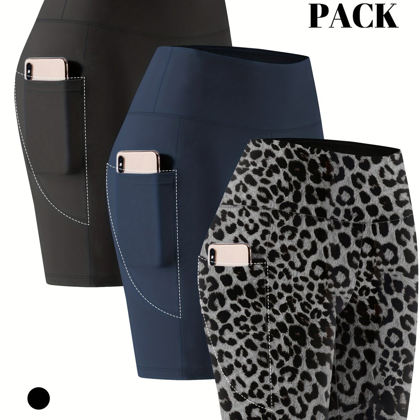 Lot de 3 bermudas taille haute avec poches en forme de lune, grande taille - Topdecheztop.fr
