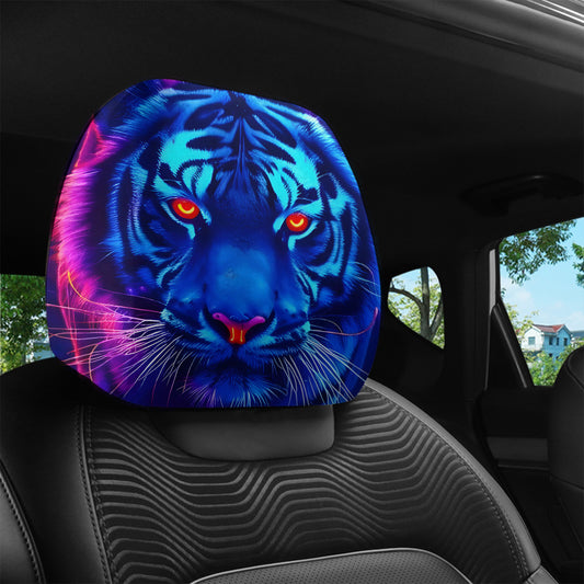 Lot de 2 housses d'appuie-tête de voiture à motif néon bleu