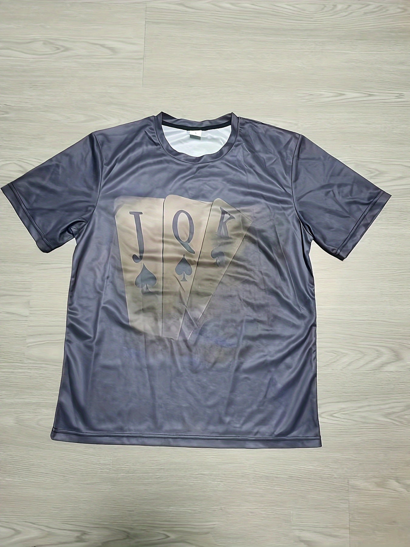 T-shirt élégant à imprimé carte, col rond, décontracté et confortable