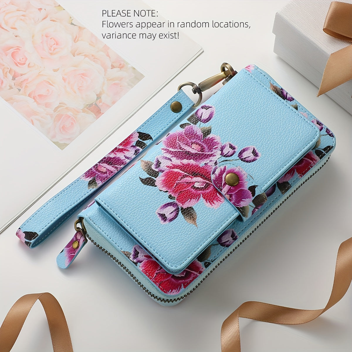 Sac à main en cuir PU à motif floral avec fermeture éclair - Topdecheztop.fr