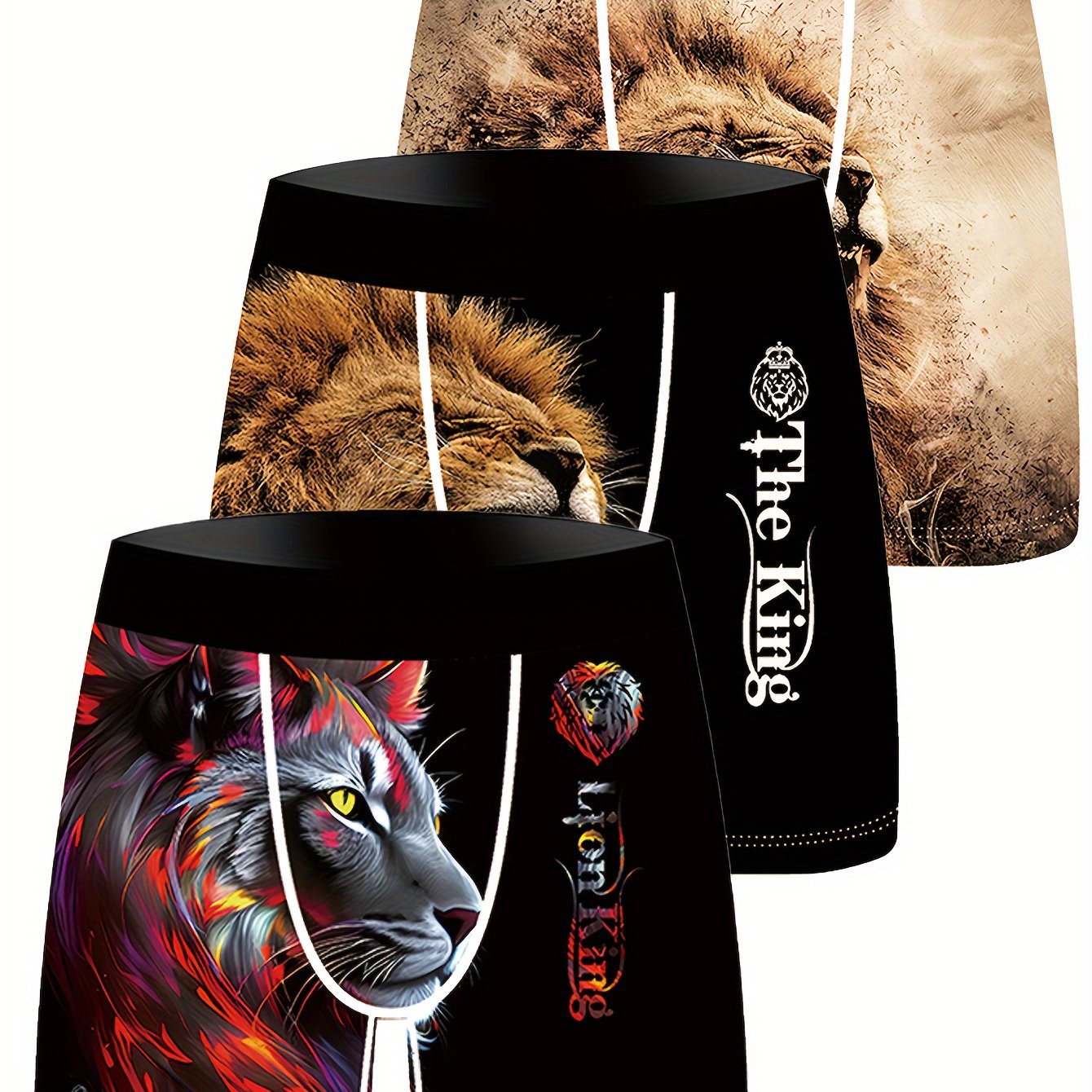 Lot de 3 boxers en fibre Ice Sliky pour homme – Imprimé lion