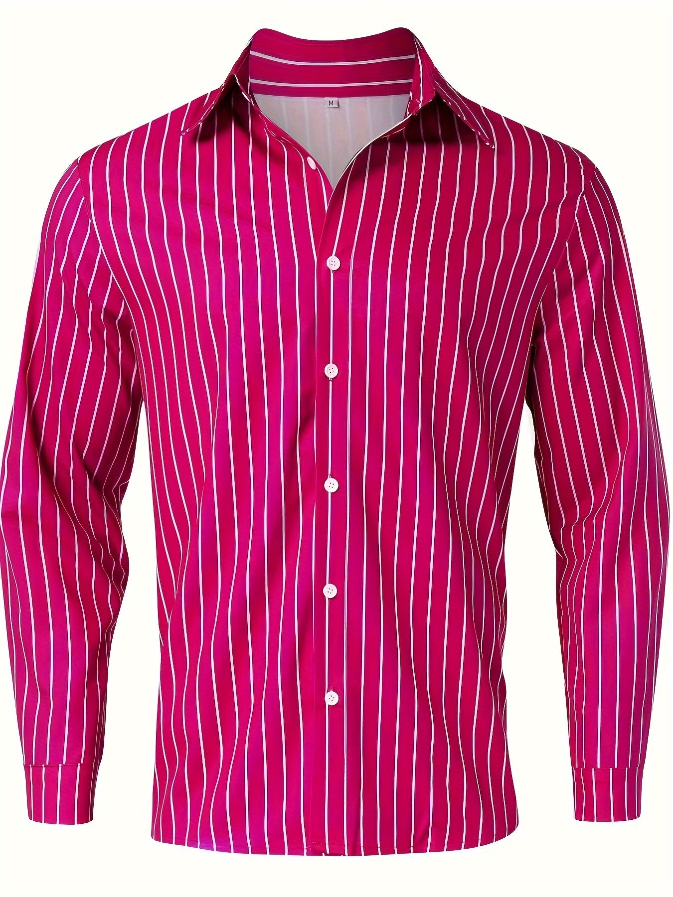 Chemise boutonnée à manches longues et rayures décontractée pour homme