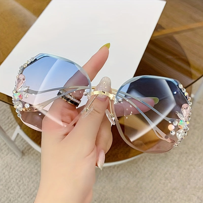 1 paire de lunettes tendance sans monture avec strass - Topdecheztop.fr