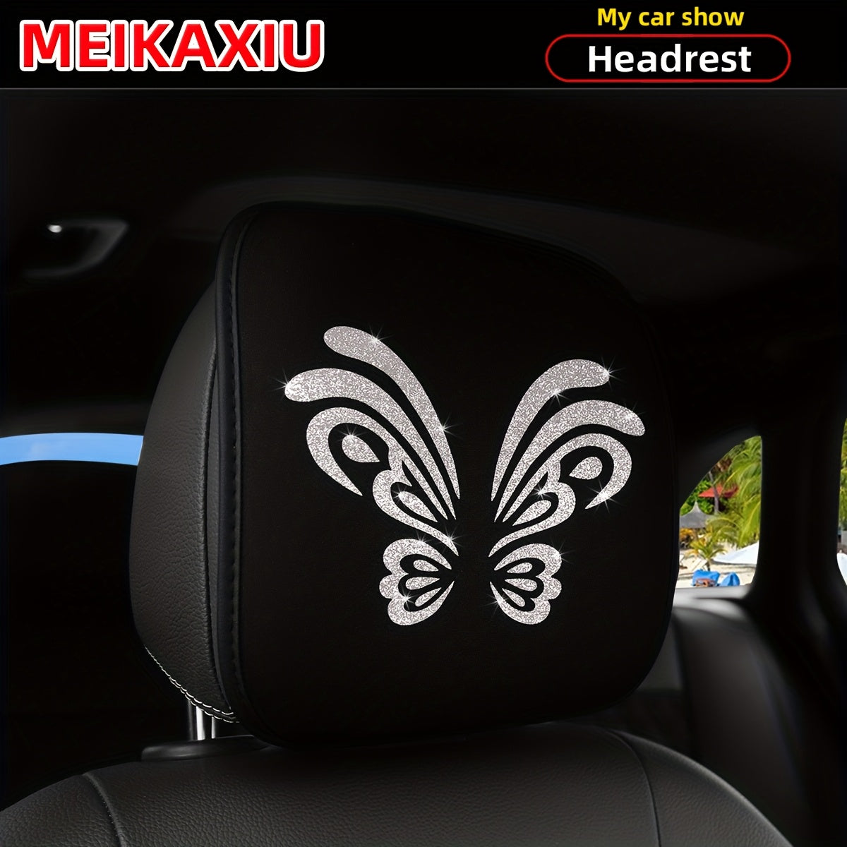 1. Coussin d'appui-tête de voiture confortable et respirant, motif papillon