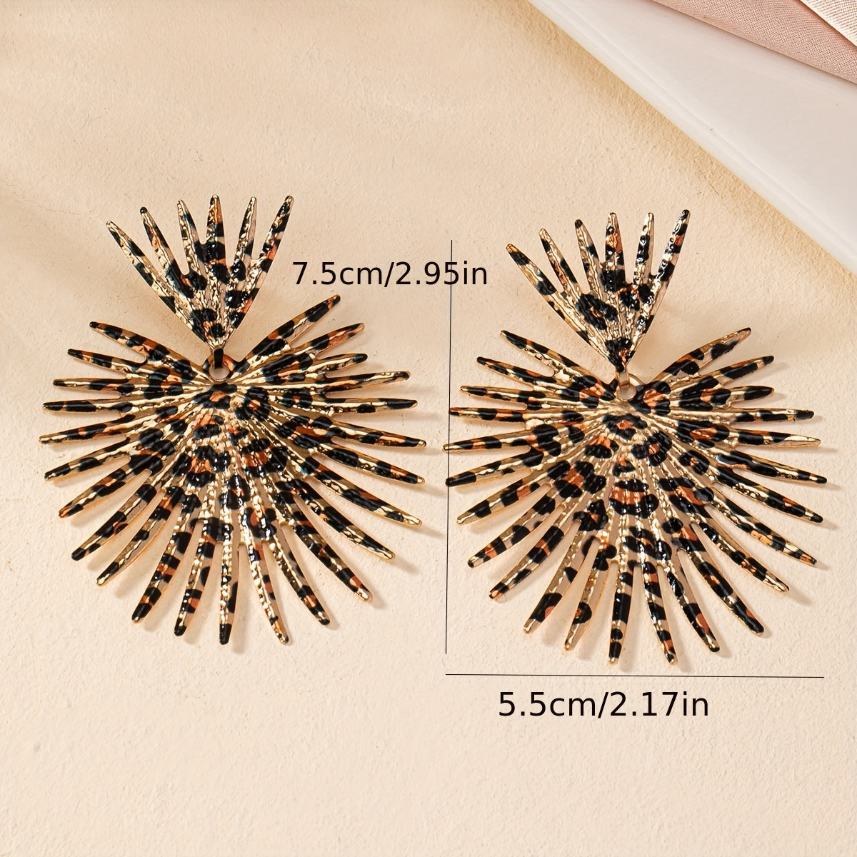 Leopard Pattern Thorn Heart Design Dangle Earrings Retro Sexy Style Creative Female Ear Ornaments - Topdecheztop.fr