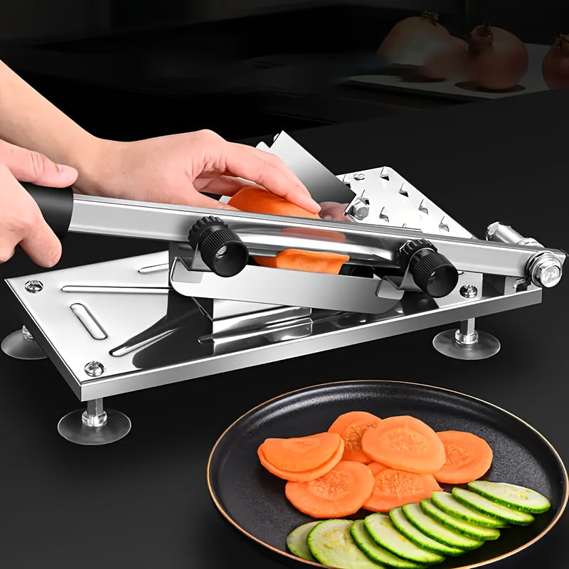 Trancheuse à épaisseur réglable en acier inoxydable pour viande, fruits et légumes