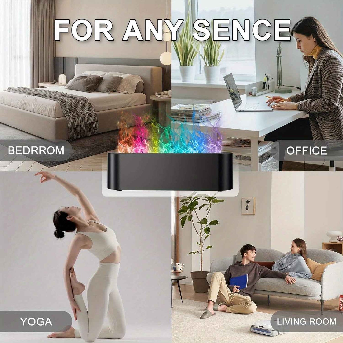 1pc Flame Aroma Diffuser Humidifier, Upgraded 7-Color Flame Essential Oil Diffuser for Home, Bedroom, Office & Yoga Studio with Timer and Auto Shut-off Function, 150ml Capacity