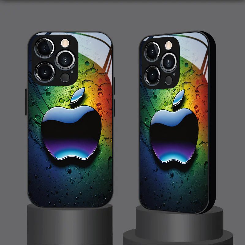 Un nouveau design de coque Apple sur un fond coloré