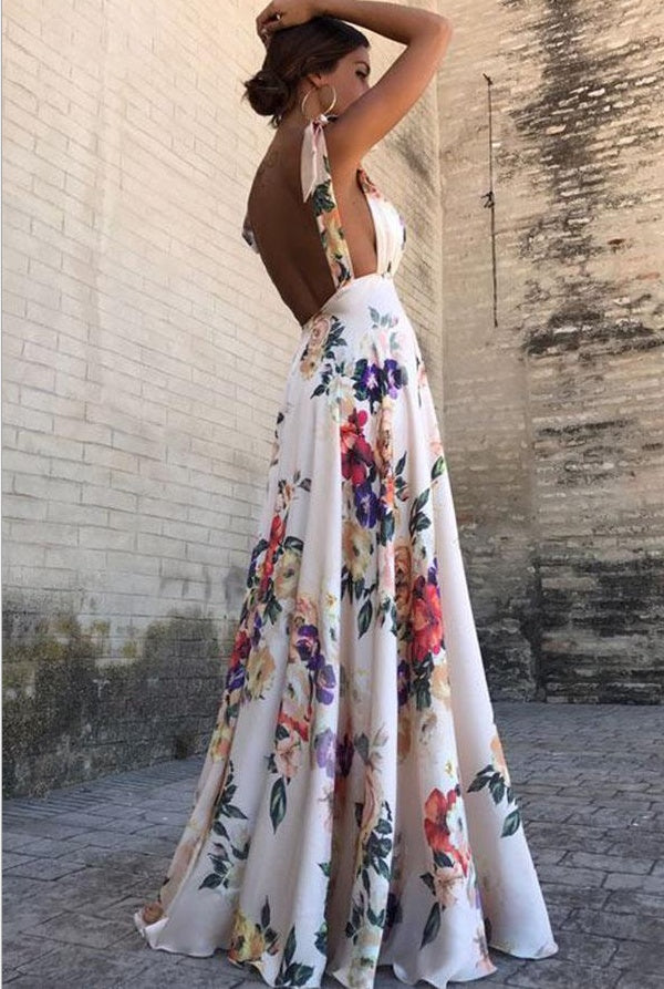 Robe élégante sans manches à fleurs