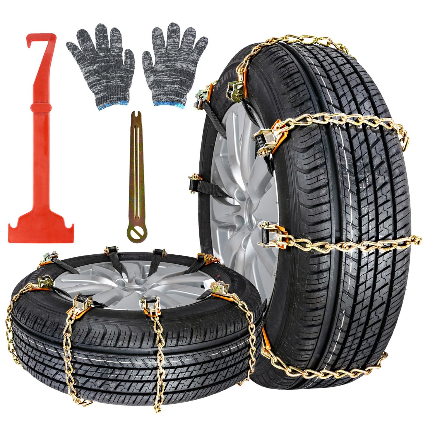 Manganèse Chaine Neige 10 pièces Ninonly pour Pneus 165 à 265 mm Chaînes à Neige pour Auto Voiture Camion SUV Chaine Neige Universelle pour Boue, Sable, Neige, Glace, Montée