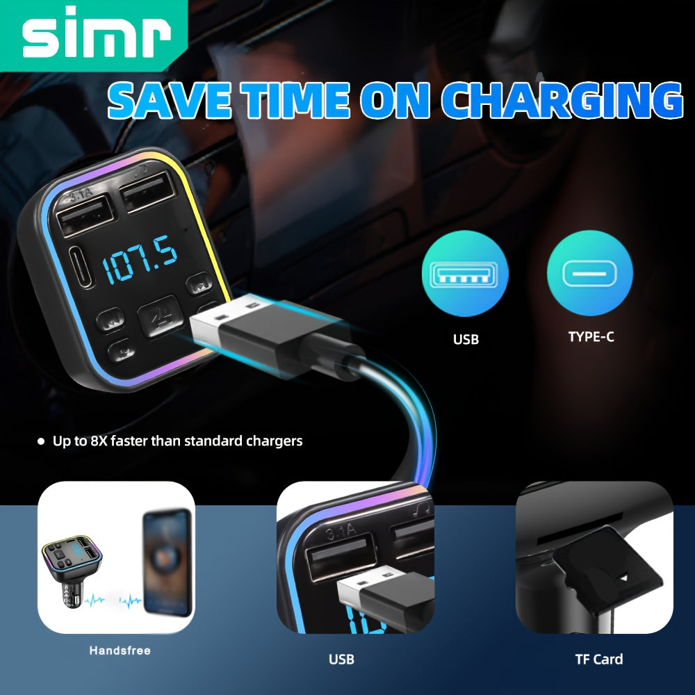 Lecteur MP3 de voiture avec transmetteur FM sans fil, charge rapide USB