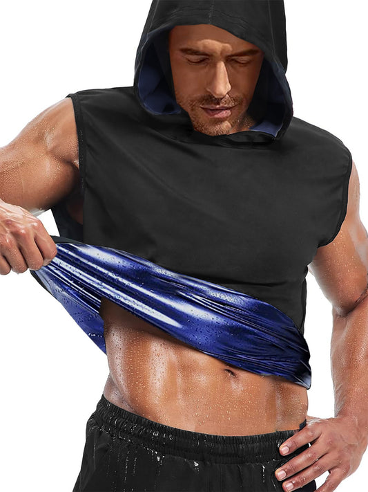 2025 UPGRADED Men'S Hooded Sweatshirt Vest - Heat Trapping Pullover for Gym & Exercise - Compression Top with Adjustable Straps, Ideal for Sauna & Cold Weather - Gift for Father or Boyfriend, Gym Wear | Adjustable Strap Vest - Topdecheztop.fr
