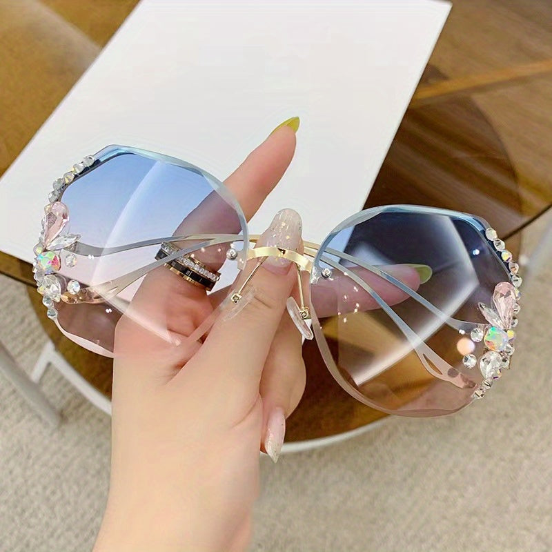 1 paire de lunettes tendance sans monture avec strass - Topdecheztop.fr