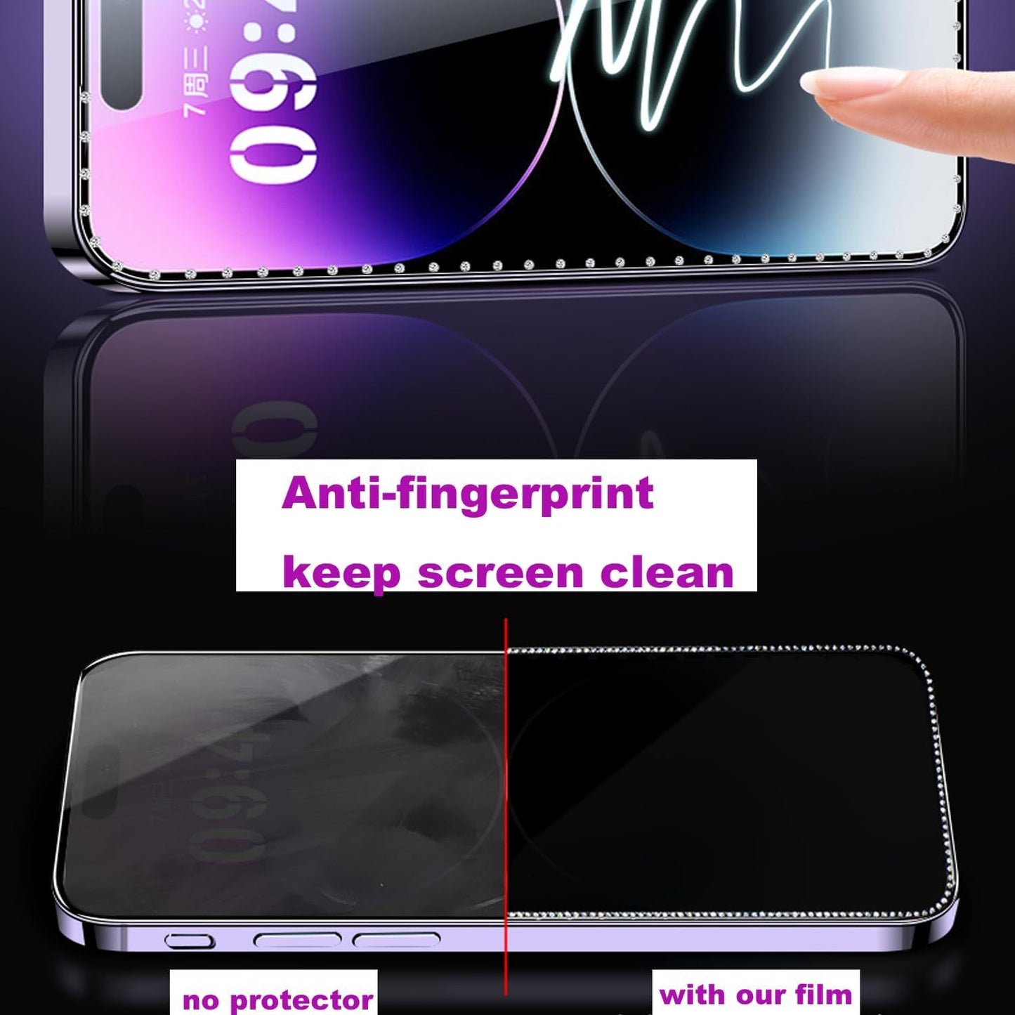Lot de 2 films de protection d'écran pailletés pour iPhone - Topdecheztop.fr