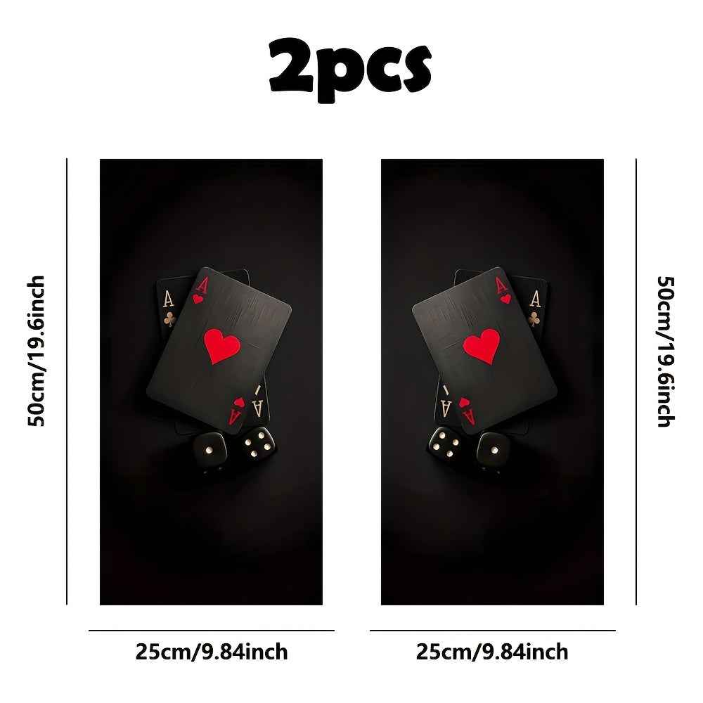 2pcs Of Poker Card Design Car Stickers, Vinyl, Scratch-Resistant And Waterproof Car B-Pillar Stickers, Matte, Suitable for Glass/Metal/Plastic Surfaces, Easy to Stick And Tear, Suitable for Car Decoration And Car Exterior Acc