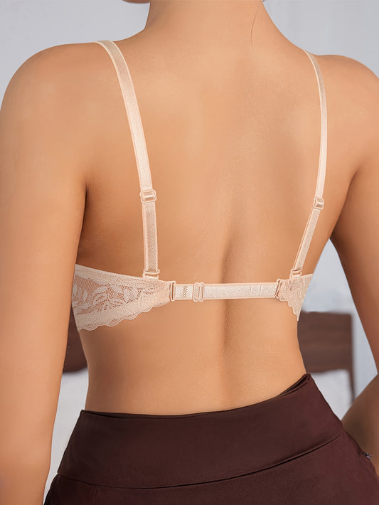 Lingerie en dentelle sexy pour femme, bonnets fins et respirants, bretelles amovibles
