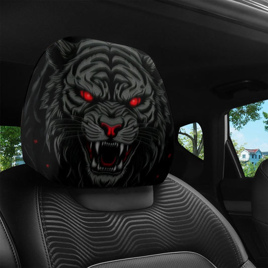 Lot de 2 housses d'appuie-tête de voiture élégantes, motif tigre noir