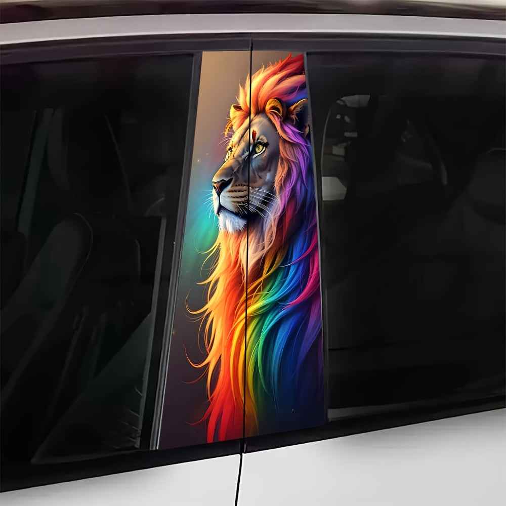Color Lion 2pcs vinyl Sticker Car door post Sticker -B post Easy to attach easy to tear Sunscreen waterproof car Gift Car decoration decals make your car special