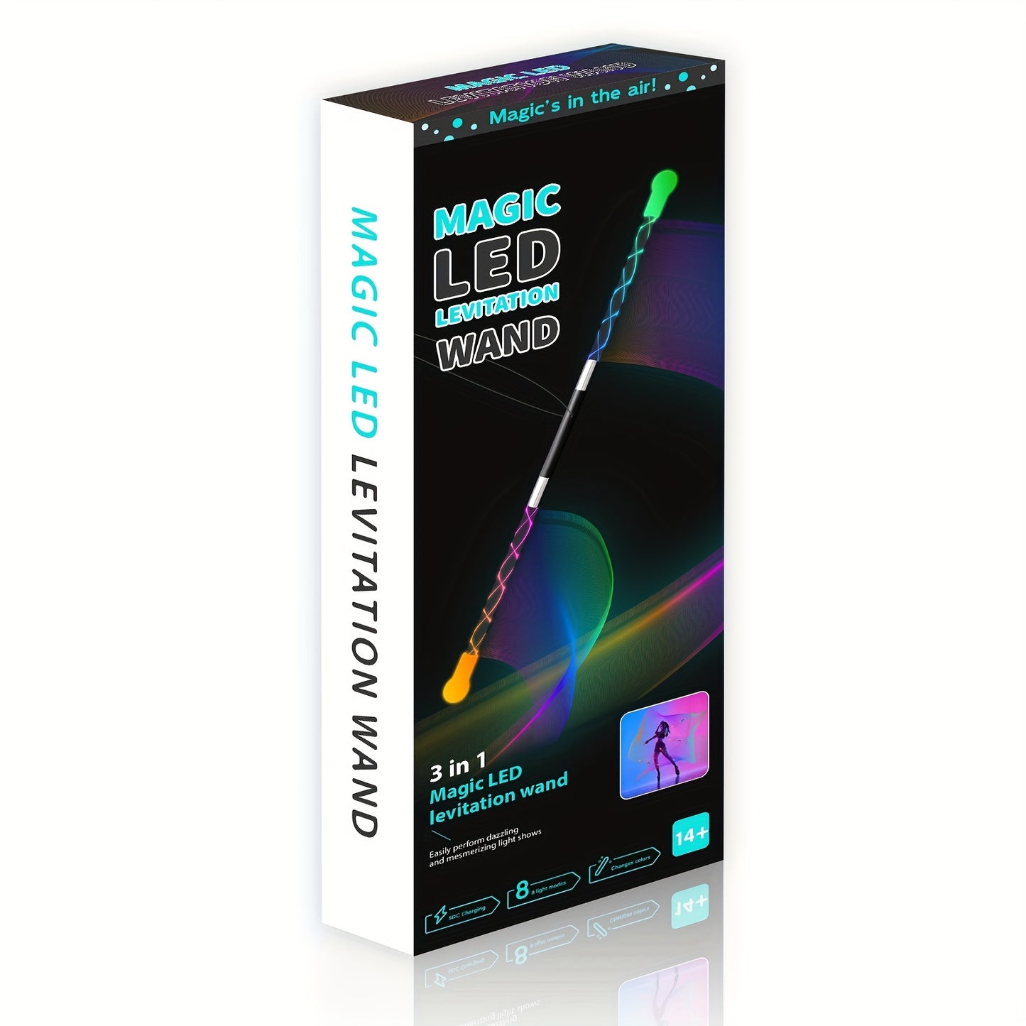 USB Rechargeable LED Magic Wand - Collapsible, Floating Levitation Stick with Expert Balance & Transparent Acrylic Design, LED Light Wand, Flow Wand - Topdecheztop.fr