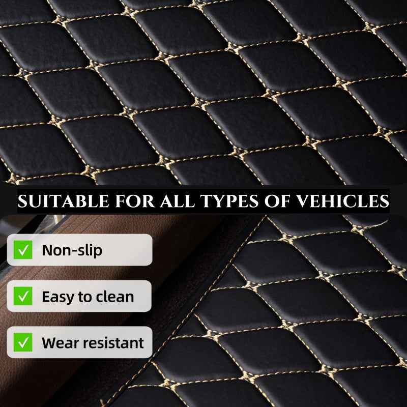 4pcs Heavy-Duty Anti-Slip Car Floor Mats - Full Coverage Driver, Passenger, Rear Seats & Console - PU Leather Non-Slip Surface, Fit for Cars, Trucks, SUVs, Vans - All-Weather Protection, Easy to Clean, Scratch-Resistant Inter