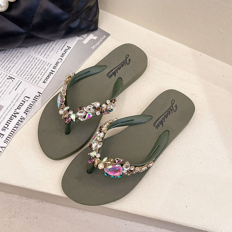 Tongs plates antidérapantes de style bohème pour femmes