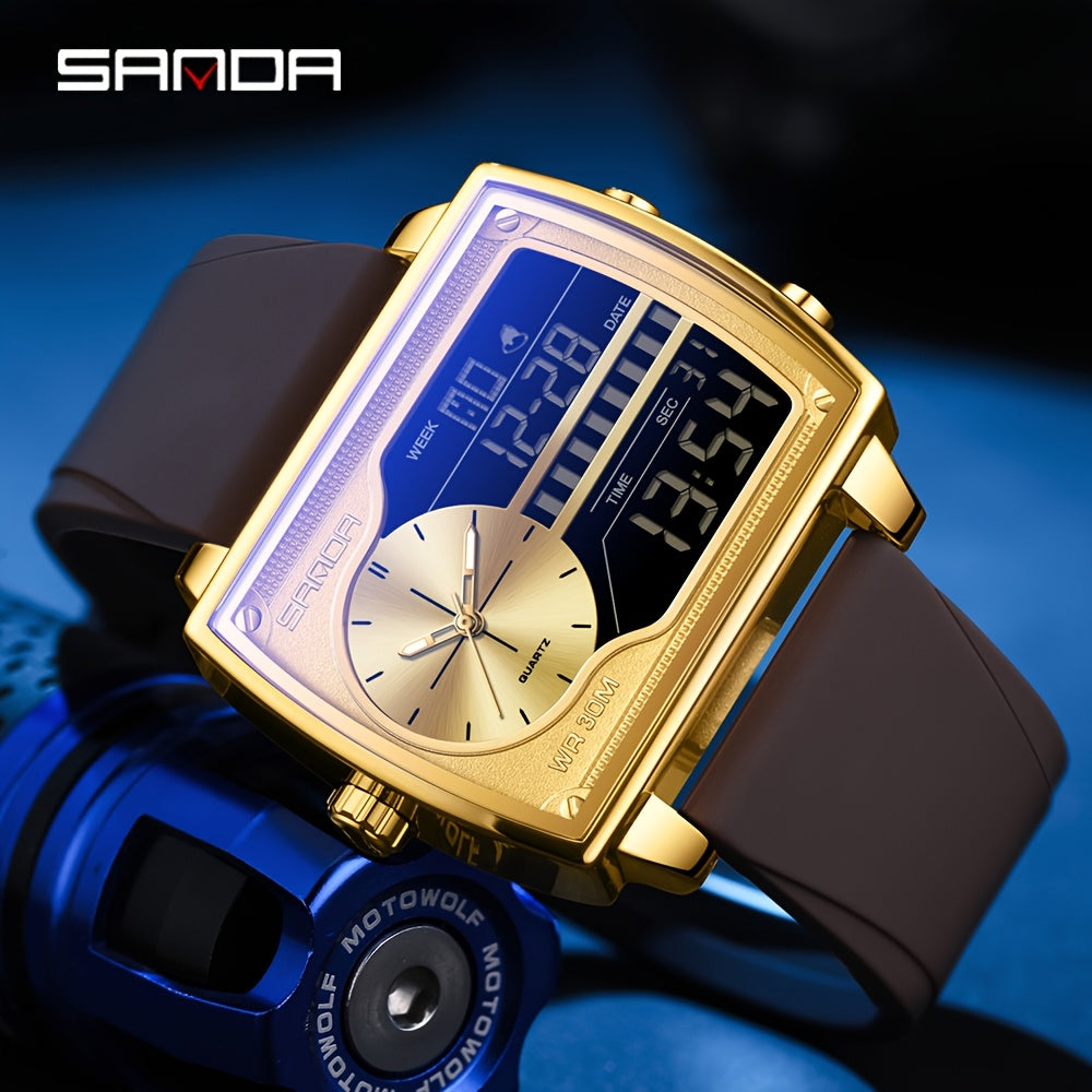 Montre de sport numérique de luxe dorée SANDA pour homme - Topdecheztop.fr