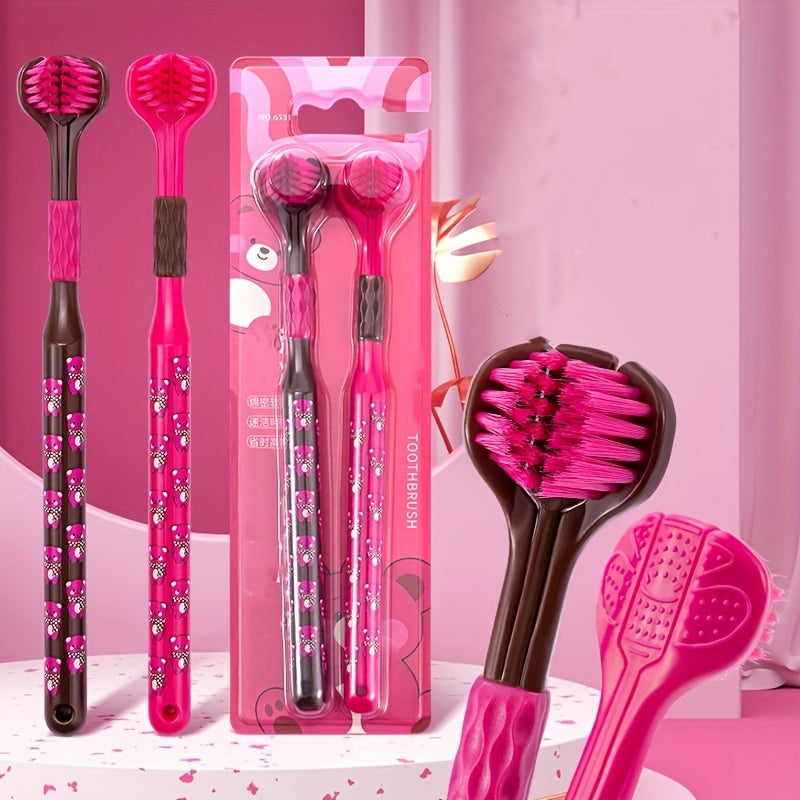 Lot de 2 brosses à dents à poils souples à 3 côtés