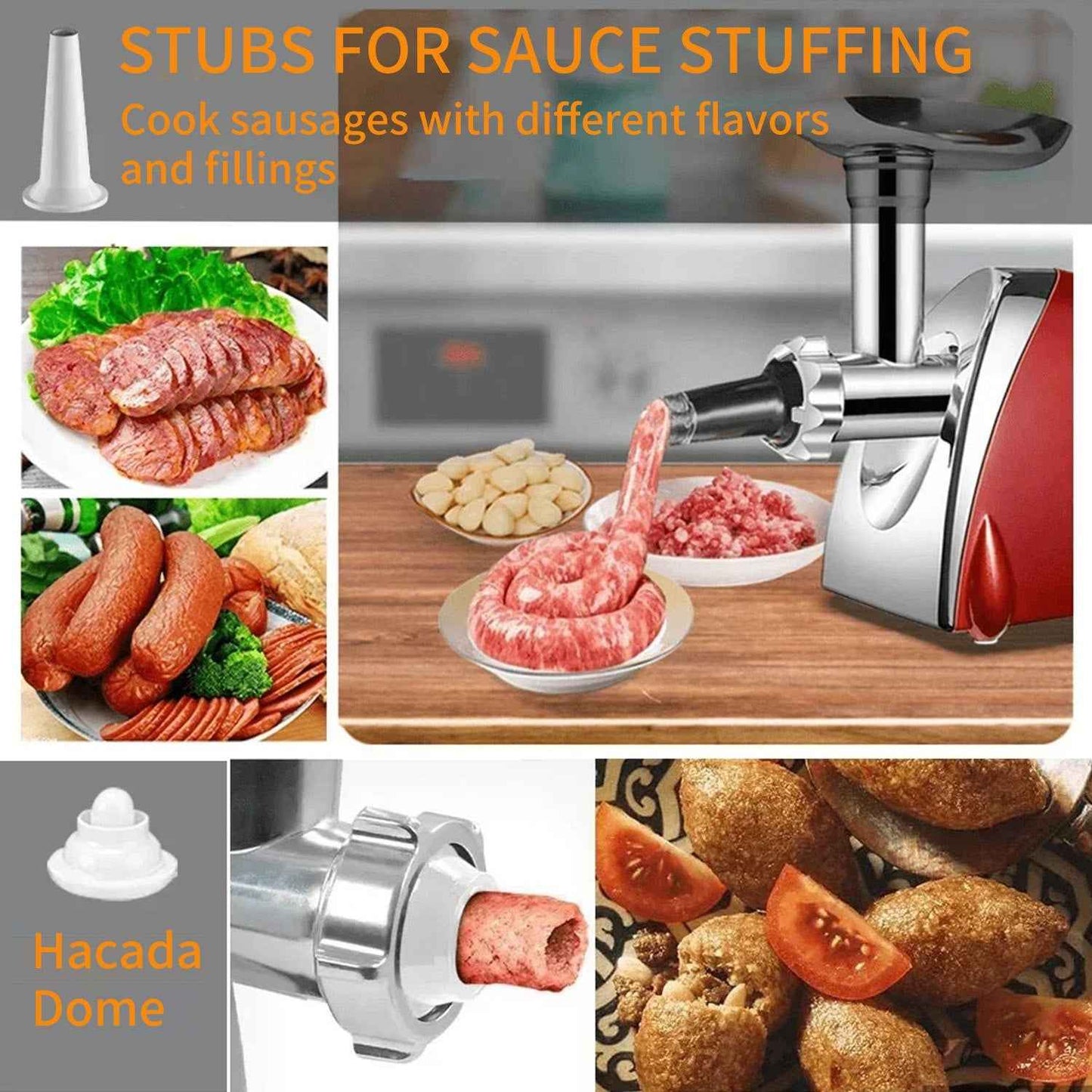 1PC Stainless Steel High Power Electric Meat Grinder, Meat Mincer Machine Household Sausage Maker, Local Warehouse | Powerful Motor, Multi-Plate Grinding, Meat Filler Tool | Russian Italian Sausage Hot Dog Maker