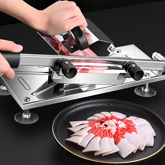 Trancheuse à épaisseur réglable en acier inoxydable pour viande, fruits et légumes