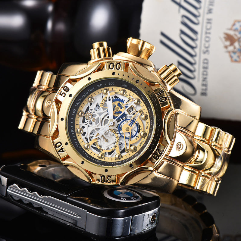 Montre à quartz avec cadran creux et bracelet en acier - Topdecheztop.fr