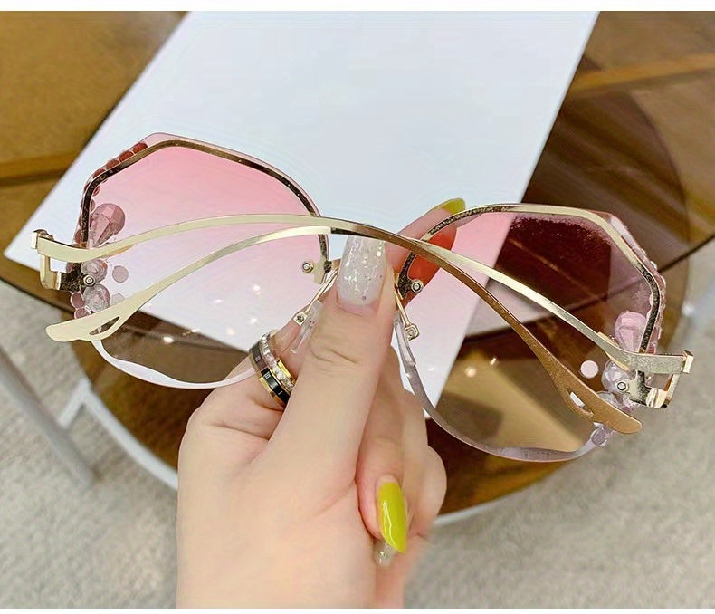 1 paire de lunettes tendance sans monture avec strass - Topdecheztop.fr