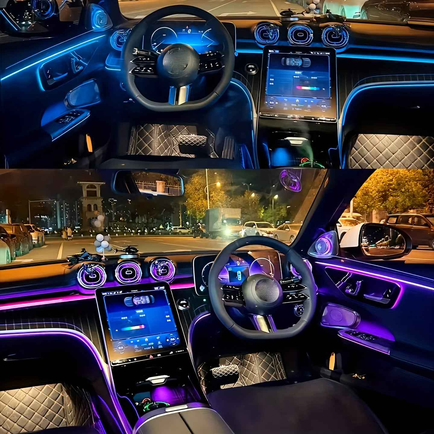 Nouvelles lumières d'ambiance LED RGB 2025 pour voiture avec synchronisation musicale par application
