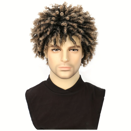 Perruque dreadlocks Saisity pour homme - Perruque synthétique courte afro
