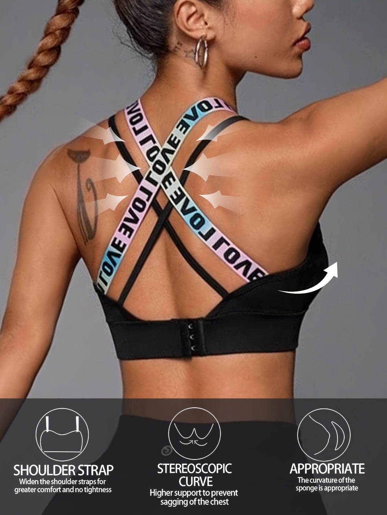 Soutien-gorge de sport croisé dégradé pour femme, sans armatures - Topdecheztop.fr