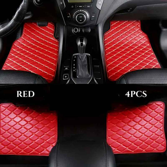 4pcs Heavy-Duty Anti-Slip Car Floor Mats - Full Coverage Driver, Passenger, Rear Seats & Console - PU Leather Non-Slip Surface, Fit for Cars, Trucks, SUVs, Vans - All-Weather Protection, Easy to Clean, Scratch-Resistant Inter