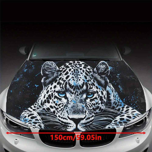 Blue Leopard Ready to Hunt Car Hood Side Stickers Cool Style Graphic Packaging Car Tuning Accessories Vinyl Film Vehicle Trim Stickers Auto Accessories Personalize