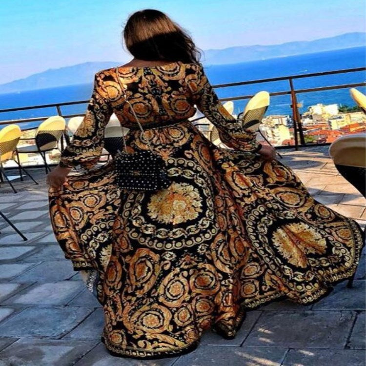 Robe fendue imprimée, col en V - Topdecheztop.fr