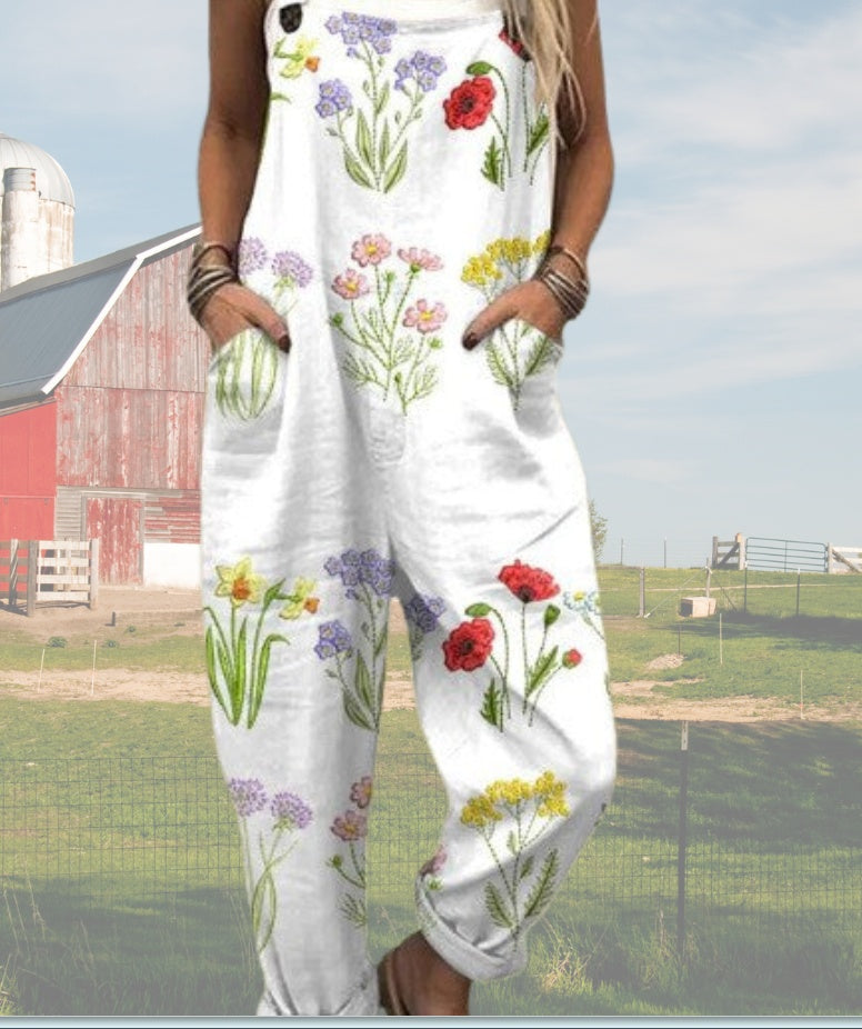 Pantalon à bretelles décontracté à boutons imprimés en 3D numérique