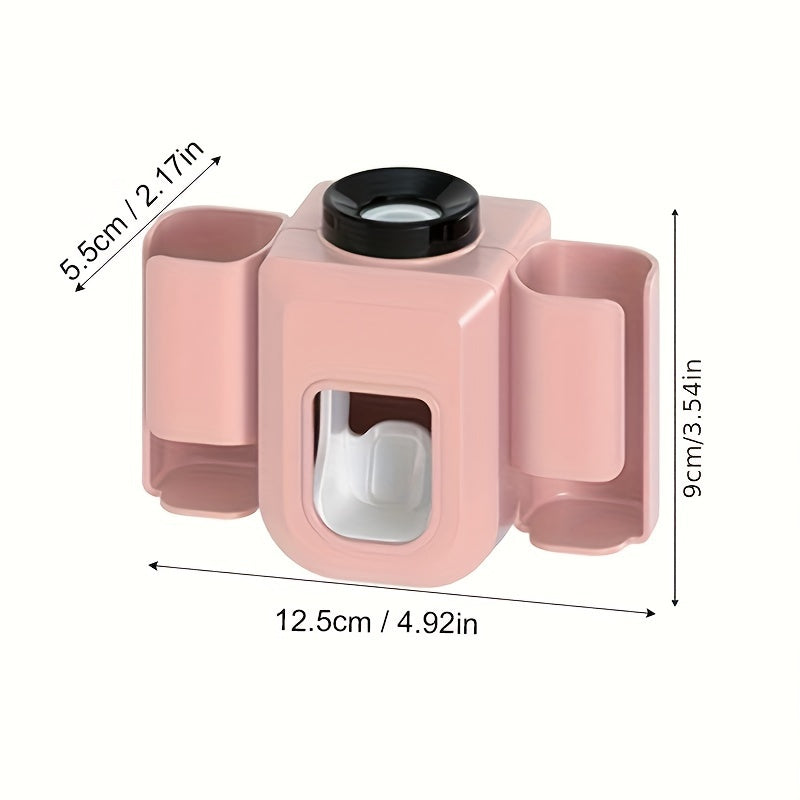 1pc Toothbrush Holder With Automatic Toothpaste Dispenser, Wall Mounted Toothbrush Storage Rack, Punch-free Toothbrush Storage Organizer, Multifunctional Electric Toothbrush Holder, Bathroom Accessories - Topdecheztop.fr