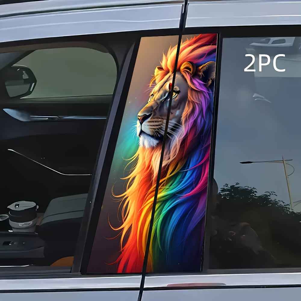 Color Lion 2pcs vinyl Sticker Car door post Sticker -B post Easy to attach easy to tear Sunscreen waterproof car Gift Car decoration decals make your car special