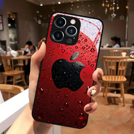Coque de téléphone en verre renforcé haute définition avec motif pomme rouge