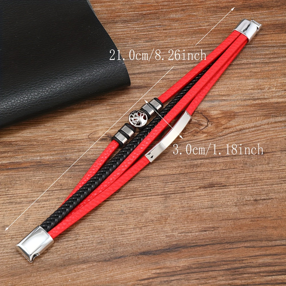 Bracelet tendance en cuir synthétique tissé multicouche