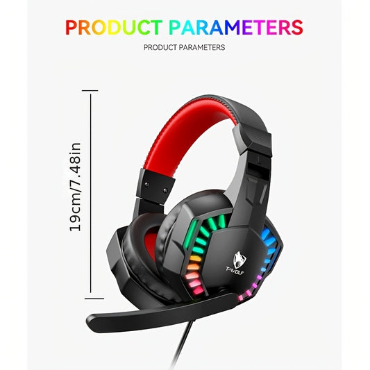 Casque de jeu filaire, léger et élégant, doté d'un éclairage RGB sept couleurs