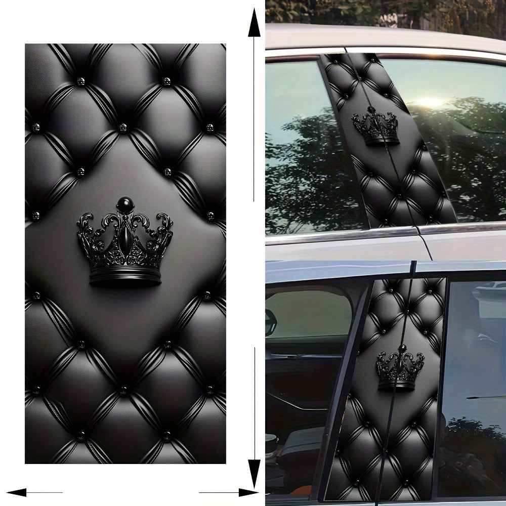 2pcs Crown Design Car Decals - Self-Adhesive Vinyl Stickers with Semi-Matte Finish, Left Side Application for Plastic/Glass/Metal Surfaces, Cartoon Pattern Regal Decor for All Vehicles & Car Models, Car Accessories Stickers,